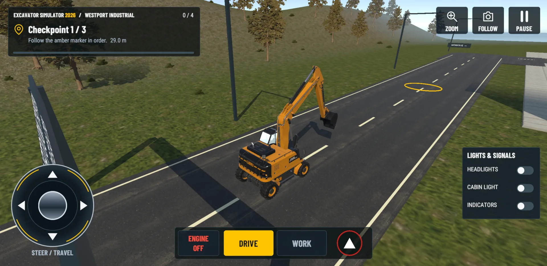 Excavator Simulator 2026 (in development) — wheeled excavator at Westport Industrial